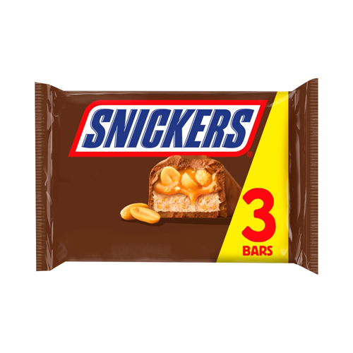 Snickers Caramel, Nougat, Peanuts & Milk Chocolate Snack Bars Multipack 3x 41.7g RRP 1.25 CLEARANCE XL 99p