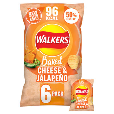 Walkers Baked Cheese & Jalapeno Multipack Crisps 6x22g RRP 2 CLEARANCE XL 99p