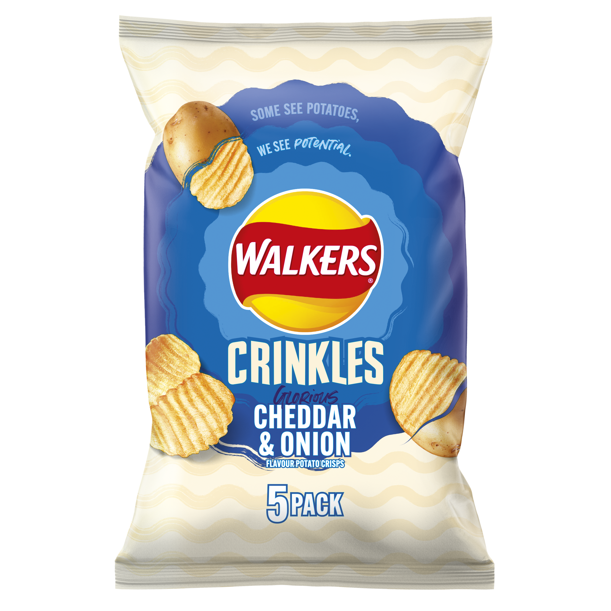 Walkers Crinkles Cheddar & Onion Multipack Crisps 5x 23g RRP 1.35 CLEARANCE XL 99p