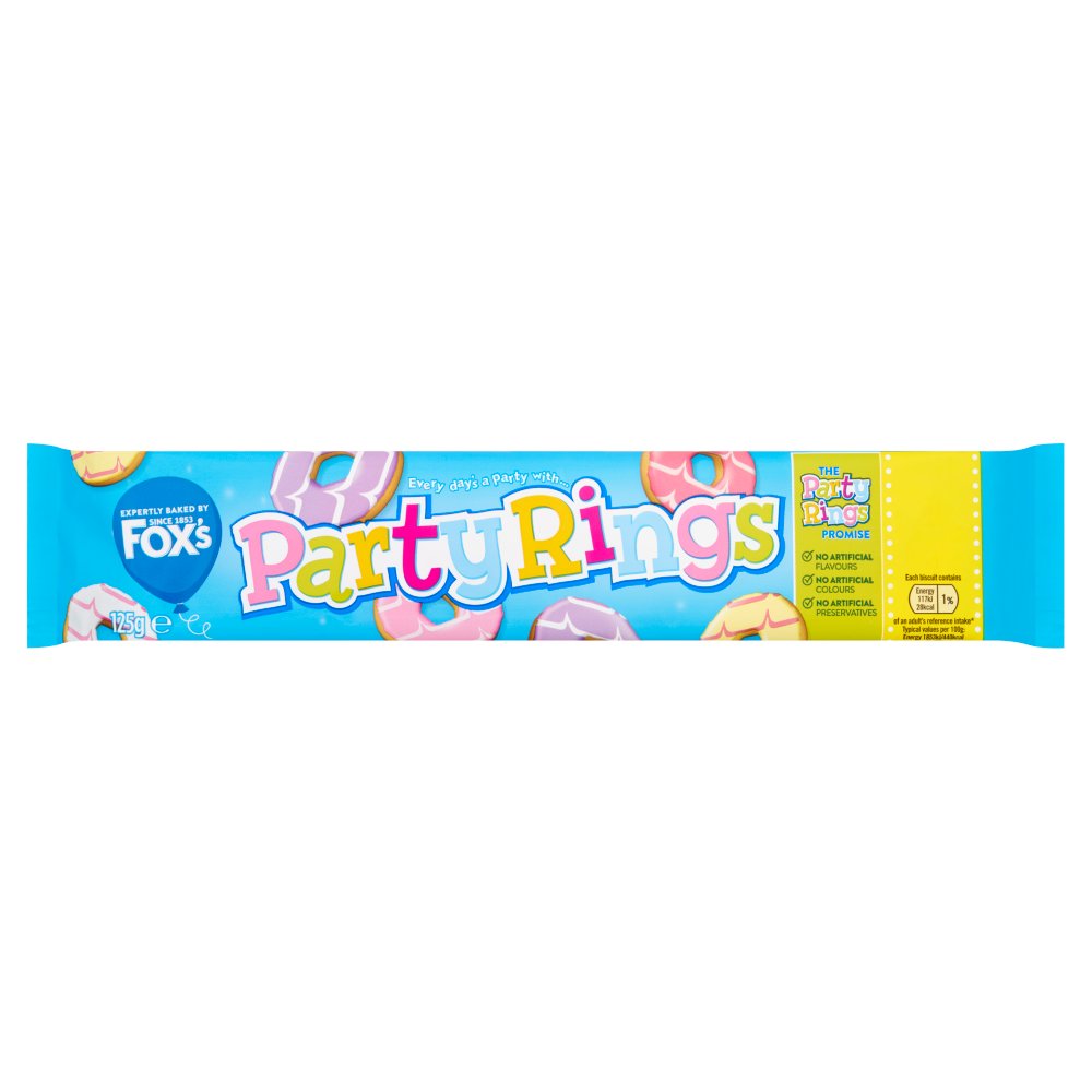 Fox's Party Rings 125g RRP 1.29 CLEARANCE XL 89p or 2 for 1.50