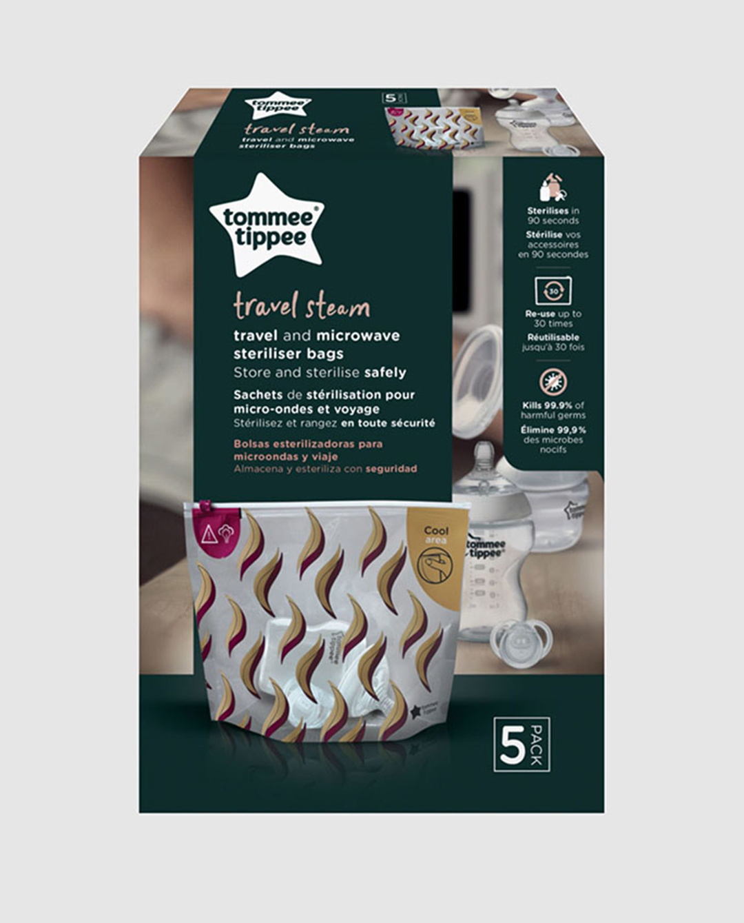 Tommee Tippee Travel and Microwave Steriliser Bag X5 RRP 4.99 CLEARANCE XL 1.99