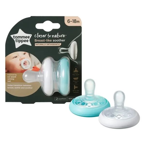 Tommee Tippee Closer to Nature Silicone Soother Breast-Like 6-18m 2 Pack RRP 5.49 CLEARANCE XL 1.99