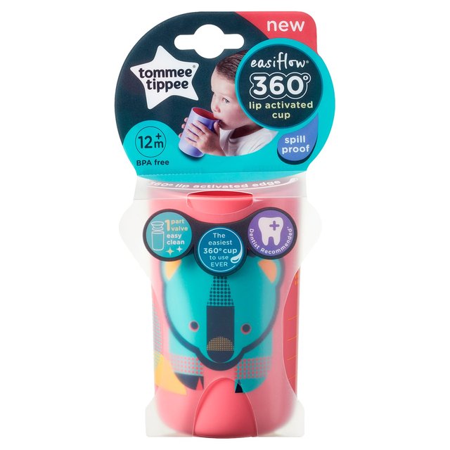 Tommee Tippee Pink Easiflow 360 Lip Activated Trainer Cup Spill-Proof 12m+ RRP 6.99 CLEARANCE XL 2.99