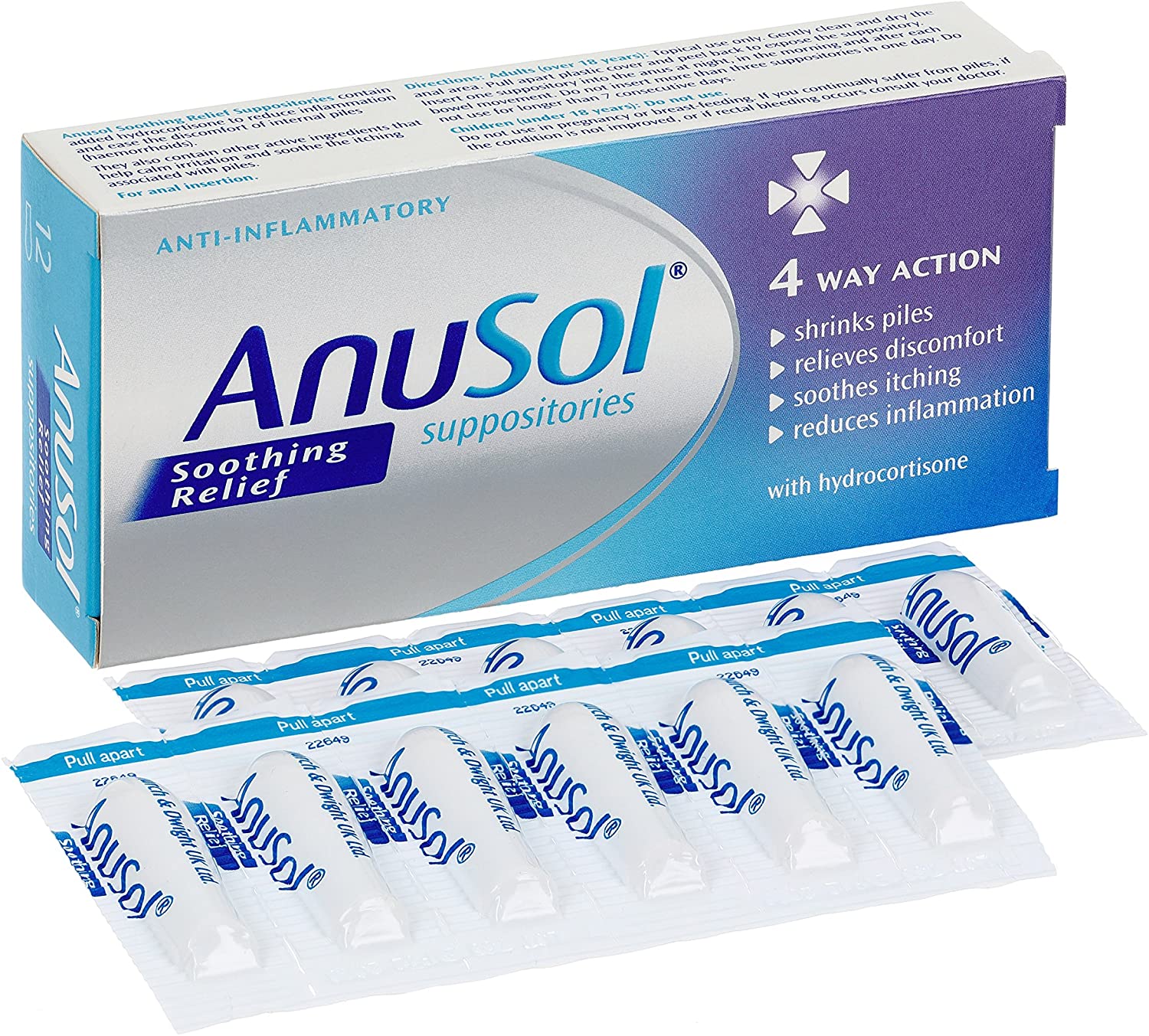 Anusol - Soothing Relief Suppositories Pack of 12 RRP 7.50 CLEARANCE XL 2.99