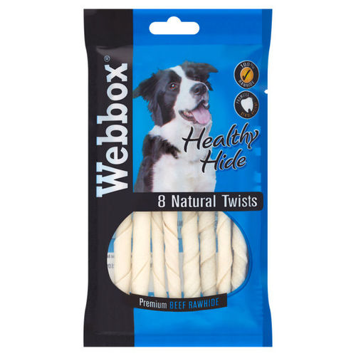 Webbox Healthy Hide Natural Twists Premium Beef Rawhide Pack of 8 RRP 75p CLEARANCE XL 39p or 3 for 99p