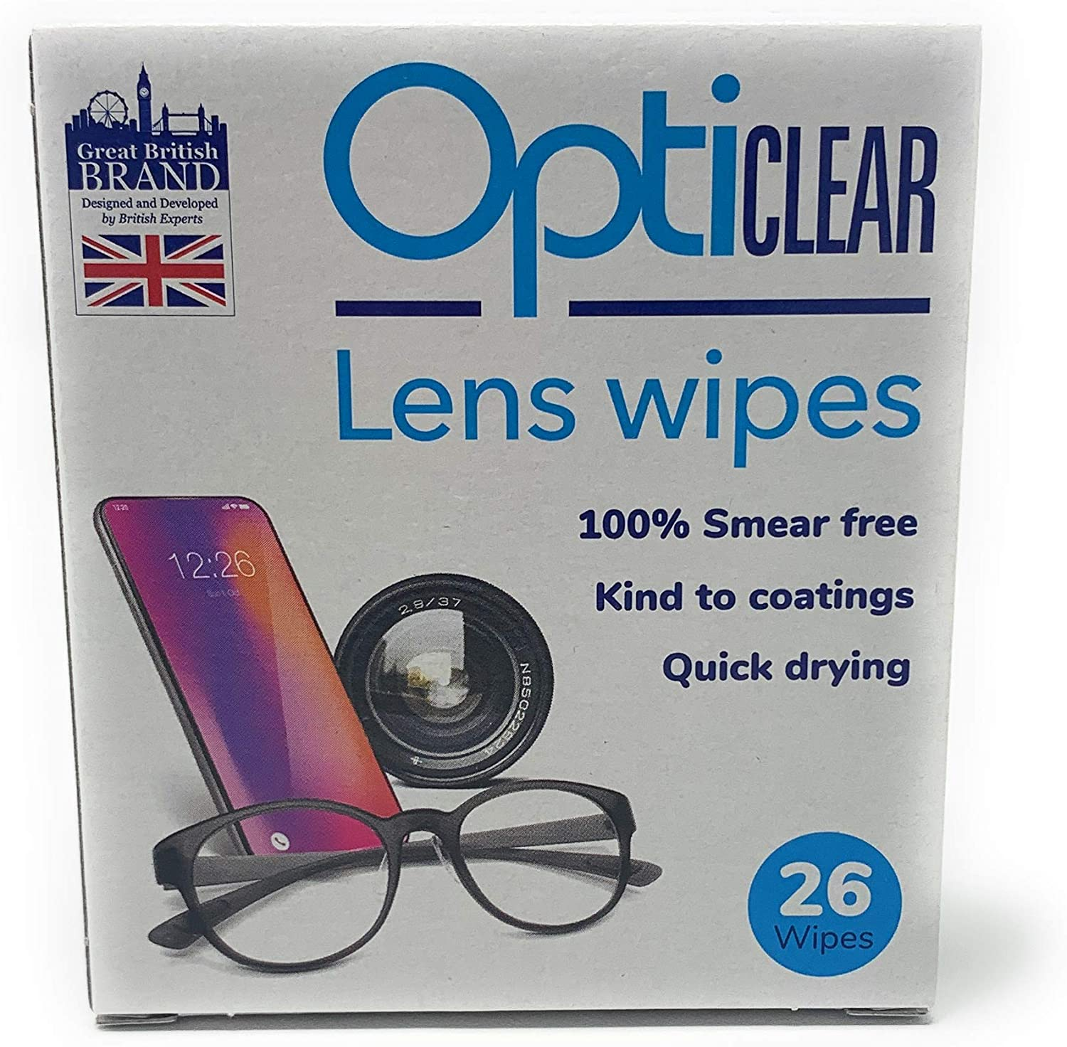 Opticlear 26 Lens Wipes RRP 1.50 CLEARANCE XL 99p