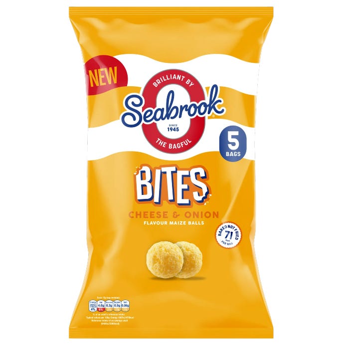 Seabrook Bites Cheese & Onion Flavour Maize Balls RRP 1 CLEARANCE XL 99p