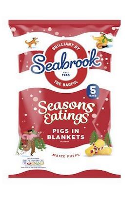 Seabrook Seasons Greetings Pigs In Blankets Maize Puffs 5x 16g Pack RRP  CLEARANCE XL 99p