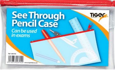 Tiger Stationery Red See Through Pencil Case 200 x 125mm RRP 1.99 CLEARANCE XL 99p