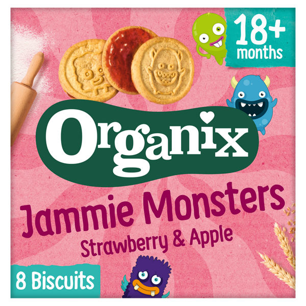 Organix Jammie Monsters Strawberry & Apple Biscuits 64g RRP 2.85 CLEARANCE XL 99p