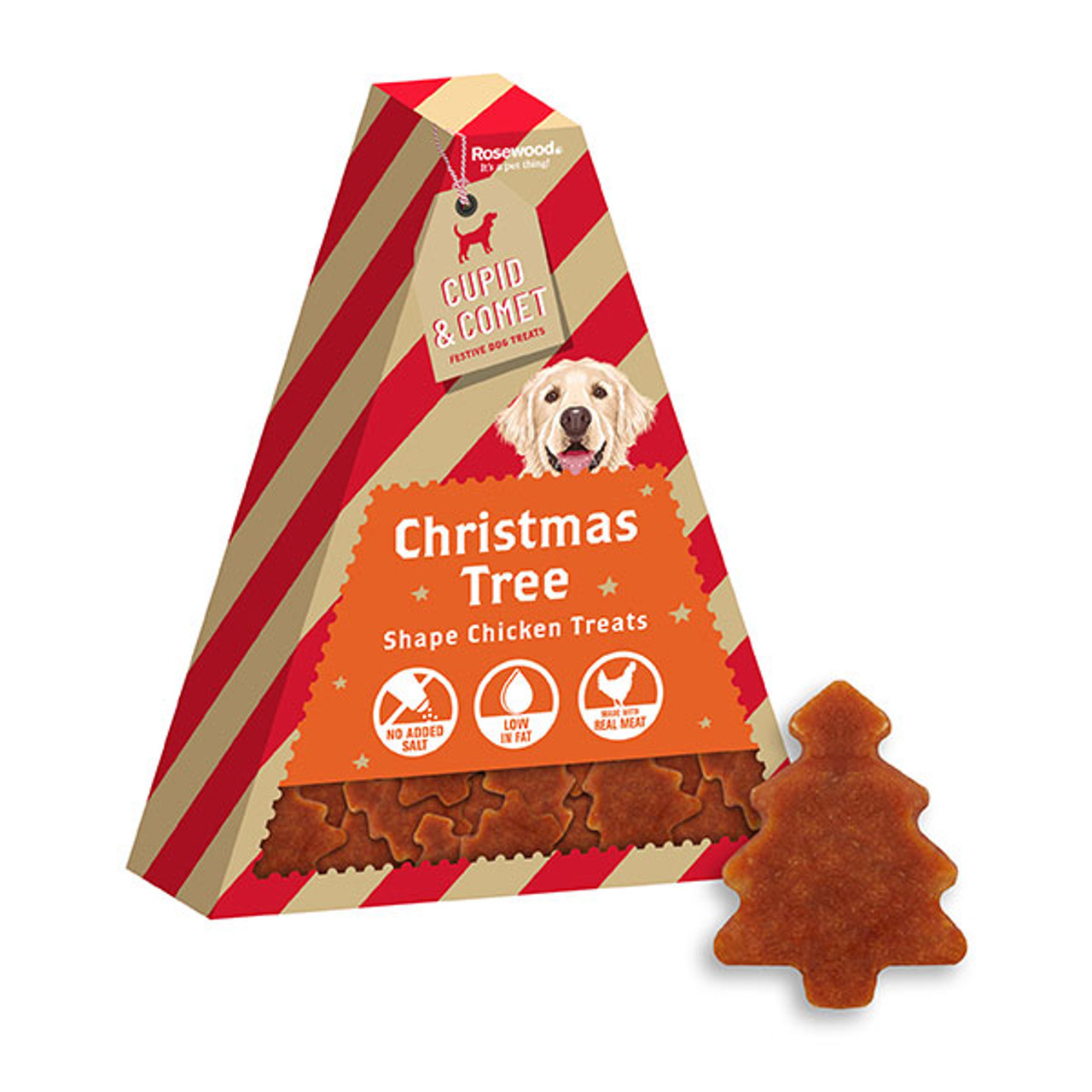 Rosewood Cupid & Comet Christmas Tree Shape Chicken Treats For Dogs RRP 4.99 CLEARANCE XL 2.99