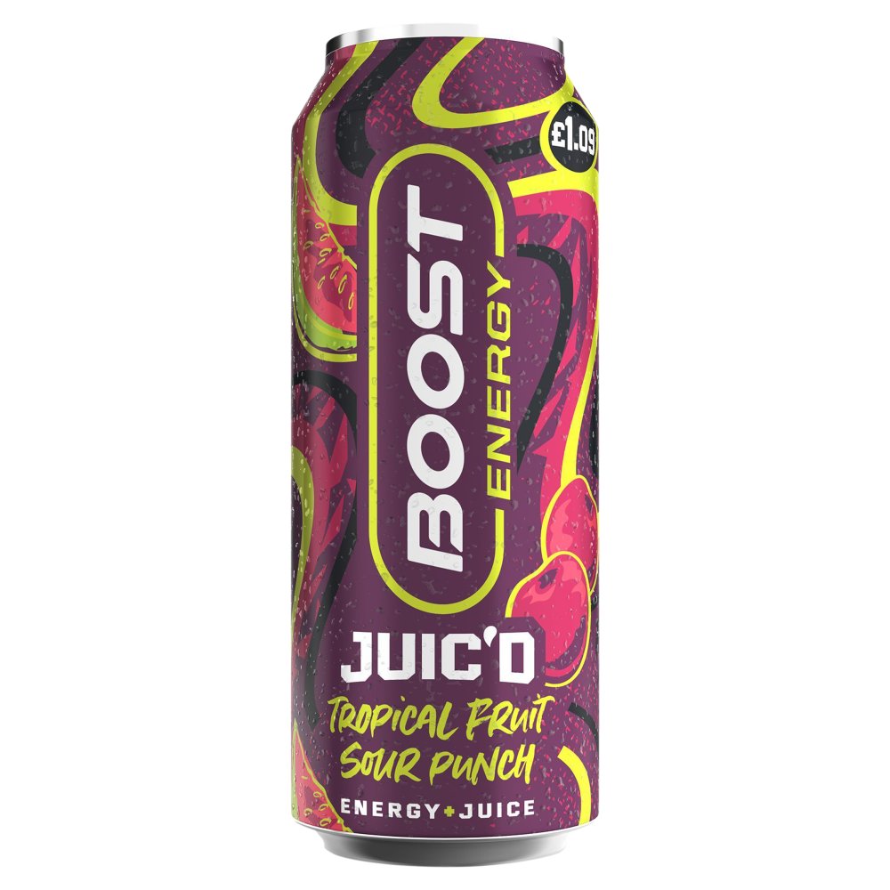 Boost Energy Juic'd Tropical Fruit Sour Punch 500ml RRP 1.09 CLEARANCE XL 59p or 2 for 1