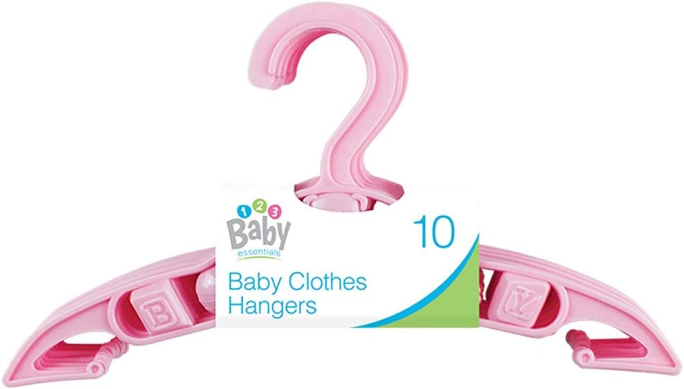 123 Baby Essentials Baby Clothes Coat Hangers Pink 10 Pack RRP 2.99 CLEARANCE XL 99p