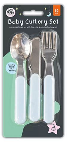 123 Baby Essentials 3 Piece Baby Cutlery Set Blue RRP 1.50 CLEARANCE XL 99p