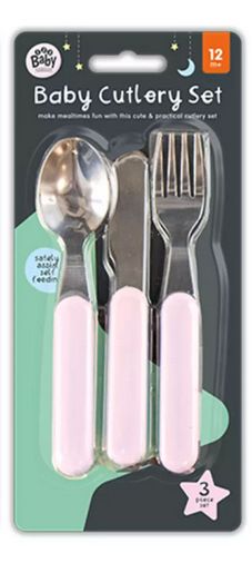 123 Baby Essentials 3 Piece Baby Cutlery Set Pink RRP 1.50 CLEARANCE XL 99p