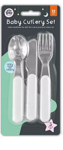 123 Baby Essentials 3 Piece Baby Cutlery Set White RRP 1.50 CLEARANCE XL 99p