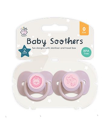 123 Baby Essentials Pink Soothers With Steriliser & Travel Box 2 Pack RRP 1.49 CLEARANCE XL 99p