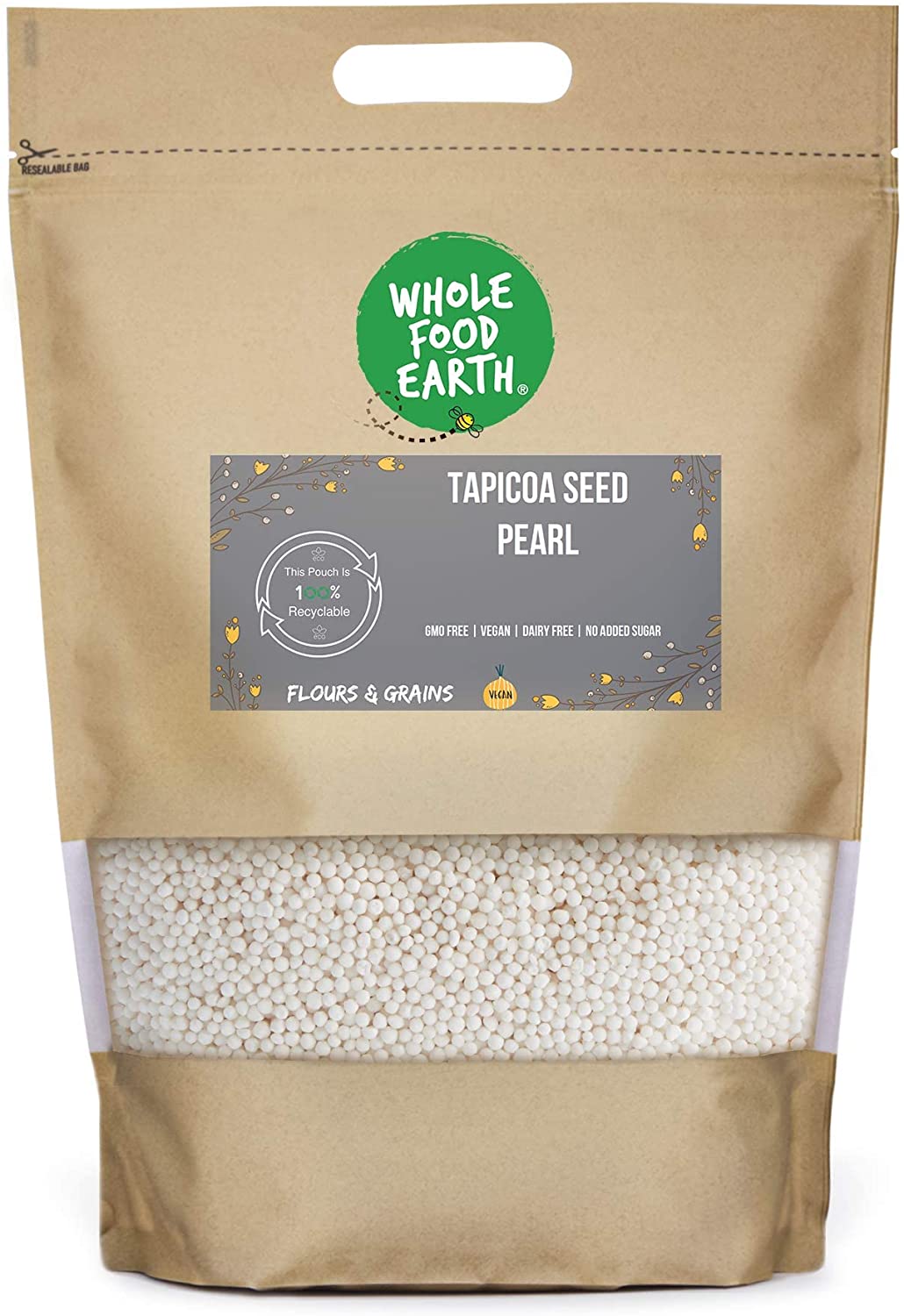 Wholefood Earth Tapicoa Seed Pearl 1kg RRP 6.65 CLEARANCE XL 1.99