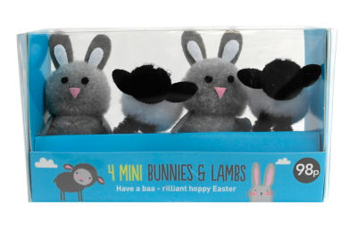 George Easter 4 Mini Animals Decorations (2 Bunnies & 2 Sheep) RRP 98p CLEARANCE XL 39p or 3 for 99p