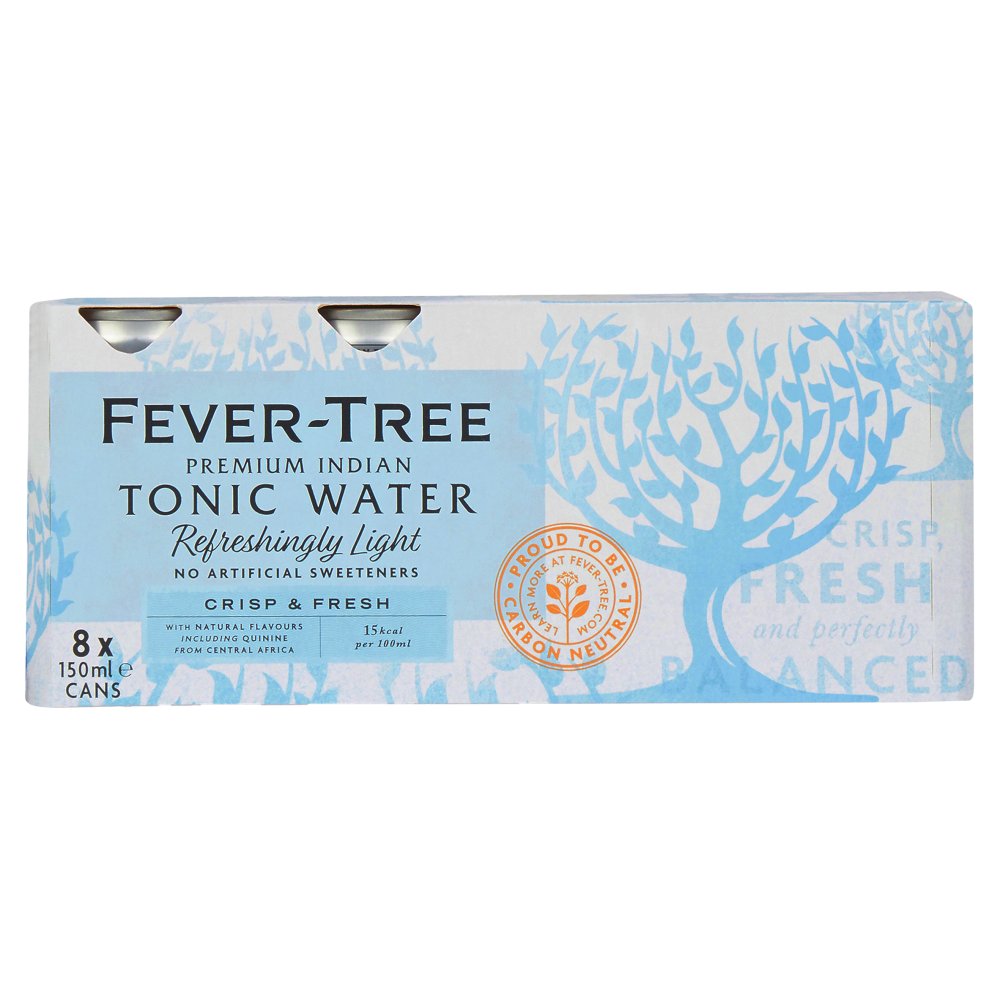 Fever-Tree Refreshingly Light Premium Indian Tonic Water 8 x 150ml RRP 5.49 CLEARANCE XL 2.99