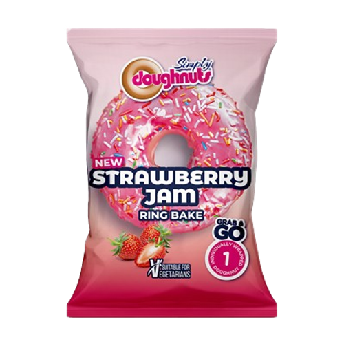 Simply Doughnuts Strawberry Jam Filled Ring Bake Doughnuts 60g RRP 1.19 CLEARANCE XL 59p or 2 for 1