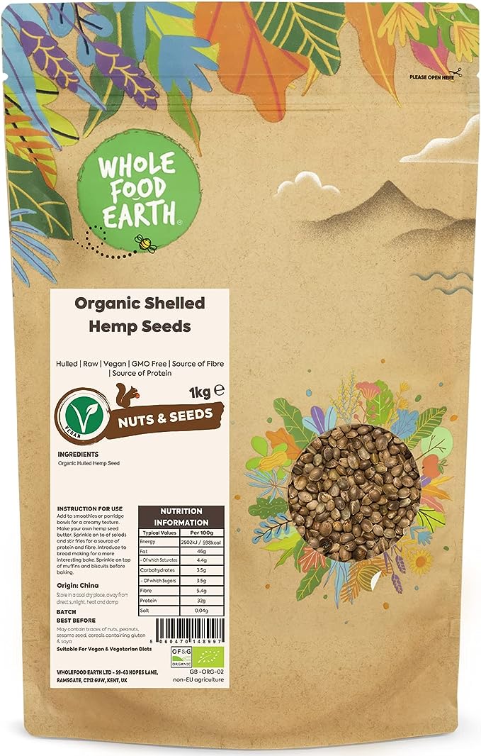 Wholefood Earth Organic Hemp Seed 1kg RRP 10.64 CLEARANCE XL 7.99