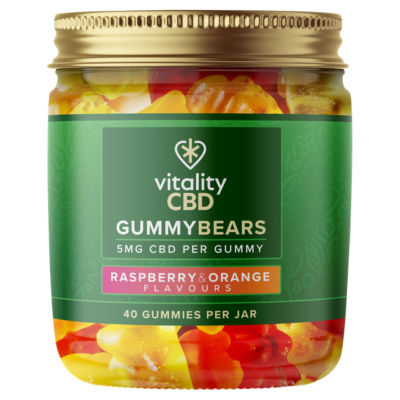 Vitality CBD Gummy Bears Raspberry & Orange Flavoured 40 Gummies RRP 11.99 CLEARANCE XL 5.99