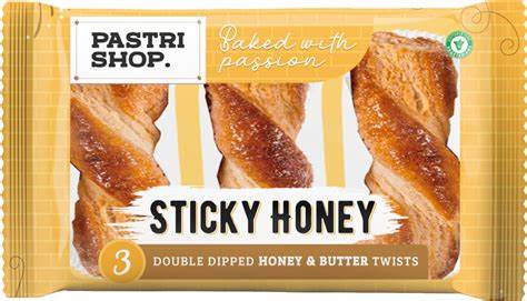 Pastri Shop 3 Sticky Honey Double Dipped Honey & Butter Twists (Nov 24) RRP 1.49 CLEARANCE XL 89p or 2 for 1.50