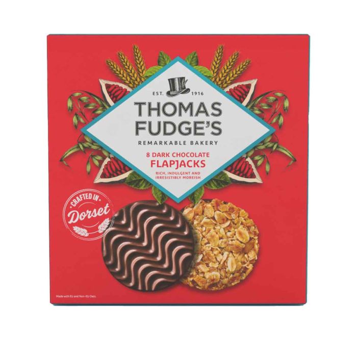 Thomas Fudge's 8 Dark Chocolate Flapjacks 288g RRP 2.99 CLEARANCE XL 99p or 2 for 1.50