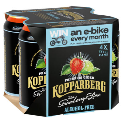 Kopparberg Cider Plus Strawberry & Lime Alcohol Free 4X330ml RRP 3 CLEARANCE XL 1.99