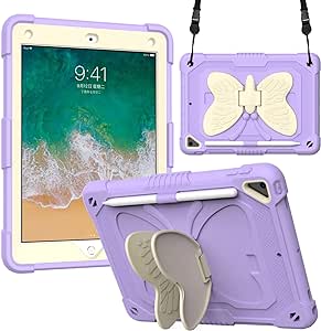 iPad 7/8/9th Generation 10.2 Inch Beige Butterfly & Purple Case RRP 17.99 CLEARANCE XL 13.99
