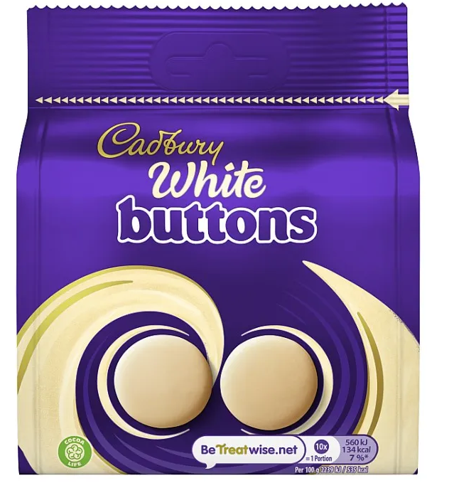 Cadbury White Buttons 85g RRP 1.50 CLEARANCE XL 99p