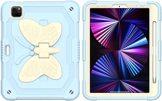 iPad 11 Pro Beige Butterfly & Blue Case RRP 19.99 CLEARANCE XL 15.99
