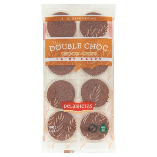 Delasheras 8 Mini-Muffins Double Choc Choco-Chips Fairy Cakes 180g RRP 1.59 CLEARANCE XL 89p or 2 for 1.50