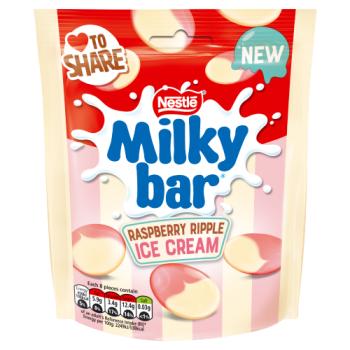 Milkybar Buttons White Chocolate Raspberry Ripple Ice Cream Pouch 86g RRP 1.65 CLEARANCE XL 99p