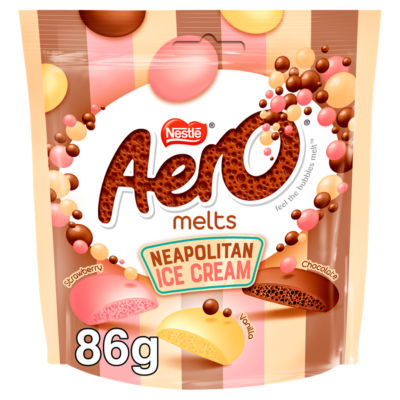 Aero Melts Neapolitan Ice cream Flavour Chocolate Sharing Bag 86g RRP 1.65 CLEARANCE XL 99p