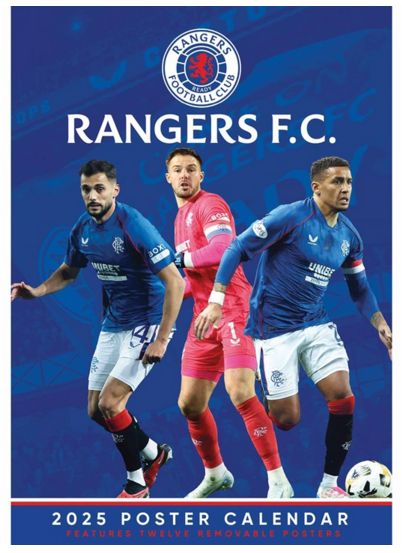 Rangers FC A3 Calendar 2025 RRP 6.59 CLEARANCE XL 2.99