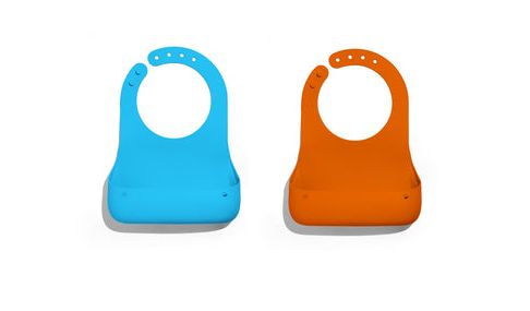 Yanhe Baby Silicone Feeding Bib Waterproof Adjustable Plain Blue & Orange RRP 3.99 CLEARANCE XL 1.99