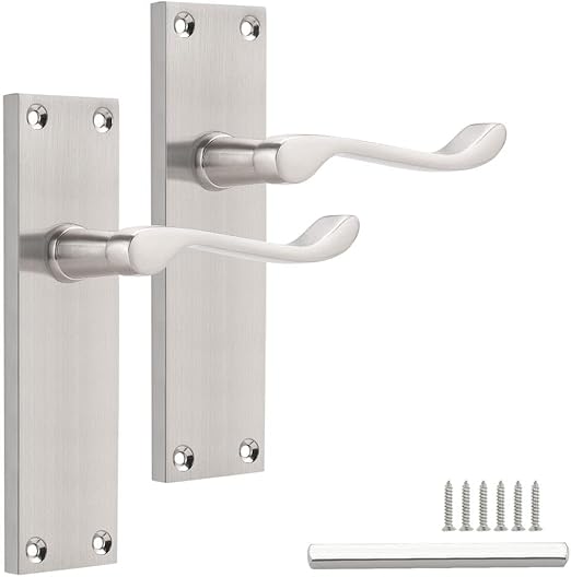 Probrico Elegant Brushed Nickel Victorian Scroll Lever Door Handles 154mm 40mm RRP 15.54 CLEARANCE XL 9.99