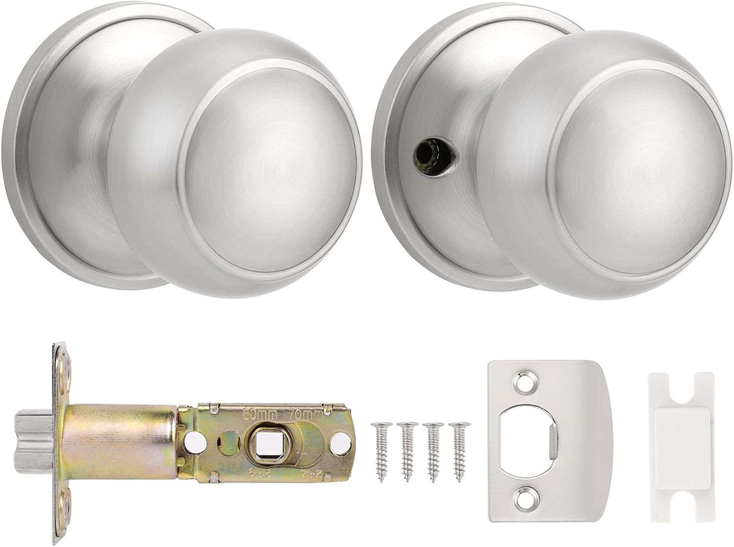 Probrico Brushed Nickel Passage Keyless Door Knobs RRP 14.68 CLEARANCE XL 5.99