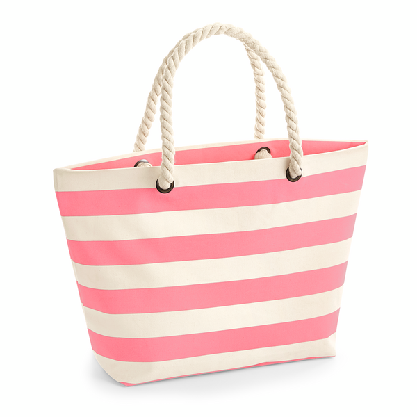 Westford Mill The Nautical Collection Pink & White Striped Beach Bag RRP 8.99 CLEARANCE XL 1.99