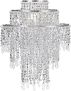 Waneway 3 Tiers Chrome Chandelier Pendant Light Shade with Acrylic Jewel Droplets 32cm RRP 29.99 CLEARANCE XL 22.99