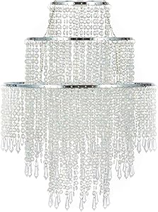 Waneway 3 Tiers Clear Chandelier Pendant Light Shade with Acrylic Jewel Droplets 32cm RRP 29.99 CLEARANCE XL 22.99