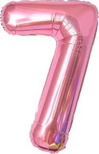 Aotlee Metallic Pink Number 7 Balloon With 50 Pcs Multicoloured 10 Inch Balloons RRP 3.99 CLEARANCE XL 99p