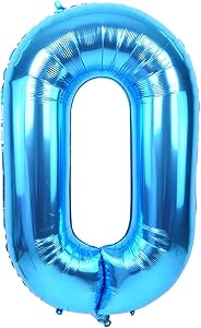 Aotlee Metallic Blue Number 0 Balloon With 50 Pcs Multicoloured 10 Inch Balloons RRP 3.99 CLEARANCE XL 99p