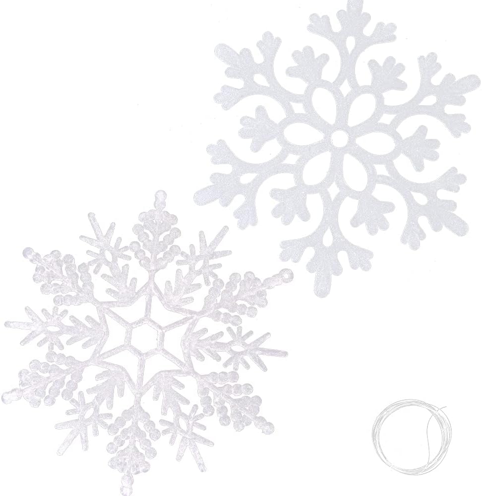 Aweyka 9 Pack Large Christmas 12 Inch White Glitter Snowflake Ornaments RRP 17.99 CLEARANCE XL 13.99