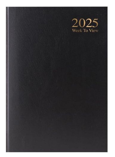 Deidentified 2025 Black Diary A5 Week To View RRP 5.99 CLEARANCE XL 2.99